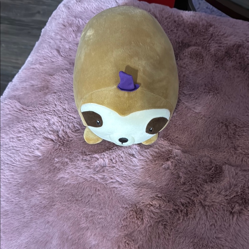 Cute Sloth Plush with Purple Hat